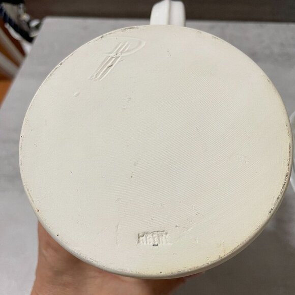 Studio Art Pottery Pitcher Hand Painted Purple Iris Flowers Handmade Signed 8" - Picture 9 of 11